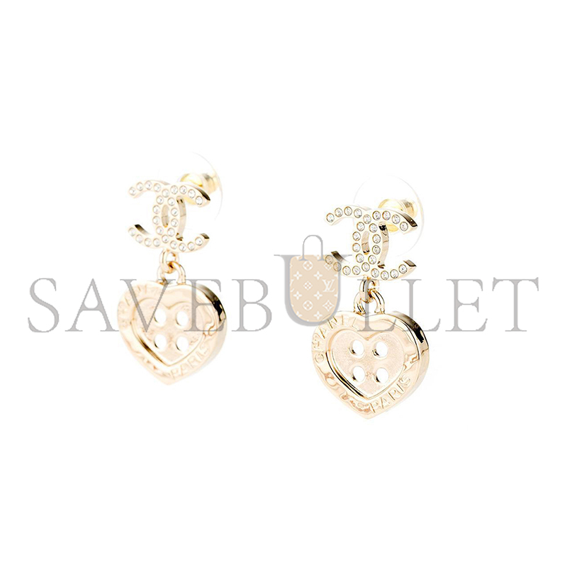 CHANEL HEART-SHAPED BUTTON PENDANT EARRINGS
